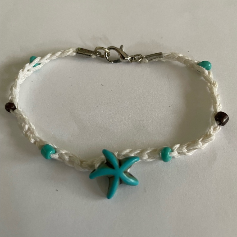 White and Turquoise Starfish Bracelet